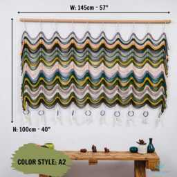 Extra Large Macrame Wall Hanging Woven Bohemian Mural, 29.5x31 Inches - thumbnail 3