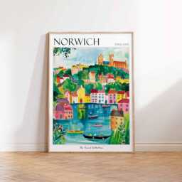 Norwich England Travel Poster Vintage British Art Print - thumbnail 3
