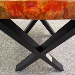 Crimson & Gold Resin Art Table - thumbnail 2