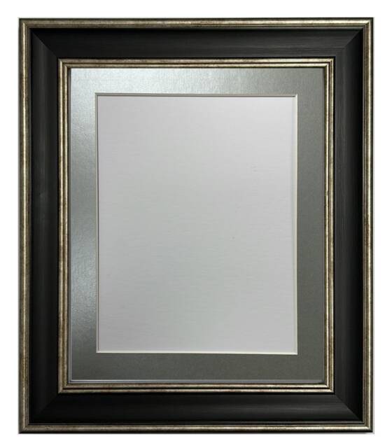 Scandi Black & Distressed Silver Picture Frame With Mount - image 1