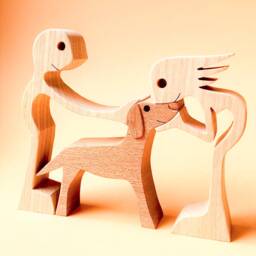 A Couple, An Irish Setter Original Wood Sculpture 2.5D