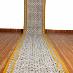 Hand Block Printed Stair Runner Rug Mustard Yellow Kilim, Custom Size - thumbnail 2