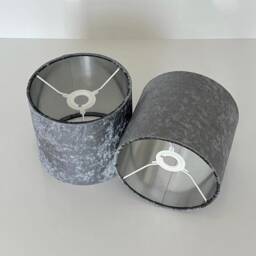 New Premium Quality Handmade By Order Silver Grey Crushed Velvet Drum Shape Lamp Shade Suitable For All Fittings Tables , Floor & Ceiling - thumbnail 3