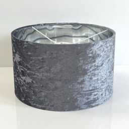 New Premium Quality Handmade By Order Silver Grey Crushed Velvet Drum Shape Lamp Shade Suitable For All Fittings Tables , Floor & Ceiling - thumbnail 2