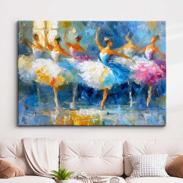 Elegant Ballet Dancers Oil Painting On Canvas - Impressionist Ballerina Wall Art, Dance Studio Decor, Romantic Print For Home Or Gift - image 1