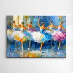 Elegant Ballet Dancers Oil Painting On Canvas - Impressionist Ballerina Wall Art, Dance Studio Decor, Romantic Print For Home Or Gift - thumbnail 3