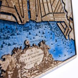 Amsterdam Vintage Wooden Map/1720 Year Engraving Wall Art - thumbnail 4