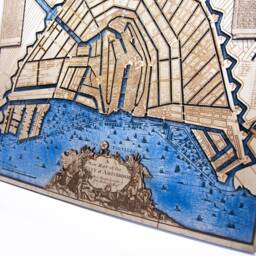 Amsterdam Vintage Wooden Map/1720 Year Engraving Wall Art - thumbnail 2