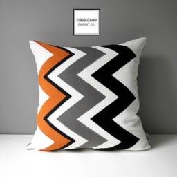 Black & White Chevron Sunbrella?? Outdoor Pillow Cover With Lime Green Accent, Geometric Cushions For Patio & Pool Lounge Chairs, Mazizmuse - thumbnail 4