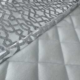 Silver Textured Bed Runner Luxury Geometric Scarf For Double & King Karma Fabric - thumbnail 3