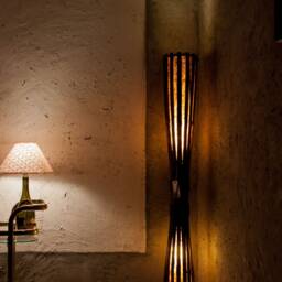 Floor Lamp Rustic Modern Design - Boho Wood Floor Free Standing Torchiere Of & Paper - thumbnail 3