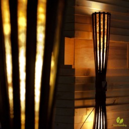Floor Lamp Rustic Modern Design - Boho Wood Floor Free Standing Torchiere Of & Paper - thumbnail 2