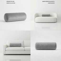 Plush Velvet Bolster Pillow Silver Grey Round Cushion, Neck & Lumbar Support - thumbnail 3