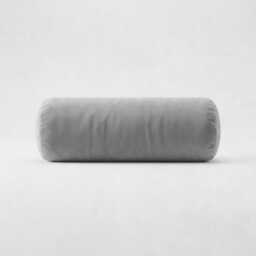 Plush Velvet Bolster Pillow Silver Grey Round Cushion, Neck & Lumbar Support - thumbnail 2