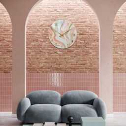 Extra Large Pink Epoxy Wall Clock, Modern Marble Home Decor - thumbnail 4