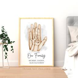 Family Of 4 Print, Personalised Hands Wall Art, Portrait, Gift, New Born Mother's Day, Our - thumbnail 3