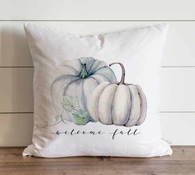 Fall Pillow Cover // Welcome Pumpkins Autumn Thanksgiving Home Decor - image 1