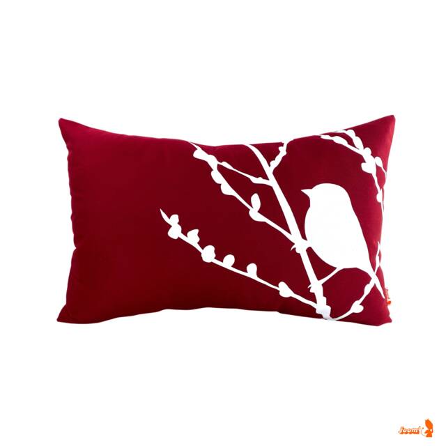 Red Bird On Cherry Blossom Pillow - image 1
