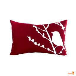 Red Bird On Cherry Blossom Pillow - thumbnail 1