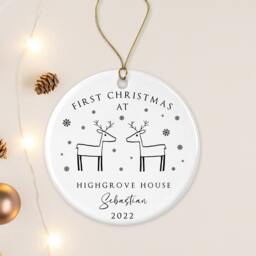 New Home First Christmas Tree Decoration - Personalised Ornament Ceramic Bauble Keepsake Gift Couple - thumbnail 3