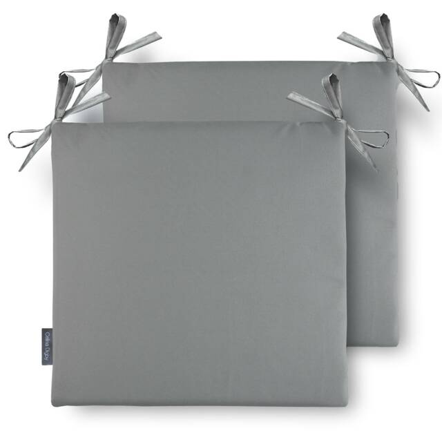 Set Of 2 Water Weather Resistant Garden Outdoor Cushion Seat Chair Pads Soft Foam, Zipped Cover Available in 3 Sizes - Grey - Plain - image 1