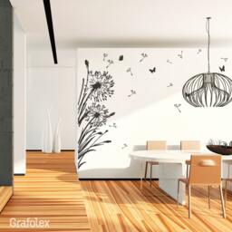 Wall Sticker Dandelion +25 Flying Seeds + Butterflies - Wall Living Room Bedroom Decal Vinyl W322 - thumbnail 3