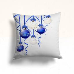 Christmas Pillow Case-Merry Home Decoration-Winter Trend Textiles-Snow Cushion Cover-Blue Ring Bells&candles - thumbnail 4