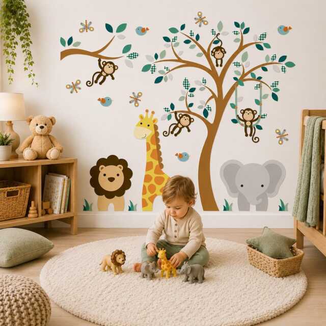 Jungle Animals Fabric Wall Decals Safari Nursery Decor - image 1