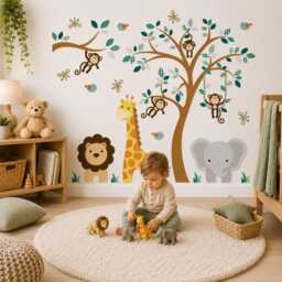 Jungle Animals Fabric Wall Decals Safari Nursery Decor - thumbnail 1