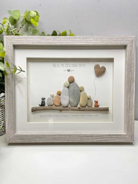 Personalised Grandparents & Grandchildren Pebble Picture - For All The Little Things You Do, We Love Nana, Grandma, Grandad Gift - image 1
