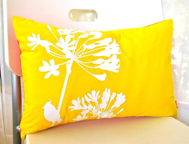 Yellow Cardinal Pillow Agapanthus Print, Rectangle Throw Pillow - image 1