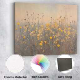 Delicate Yellow Wildflower Meadow Textured Botanical Painting Canvas Wall Art Print Decor Picture Ready To Hang - thumbnail 2