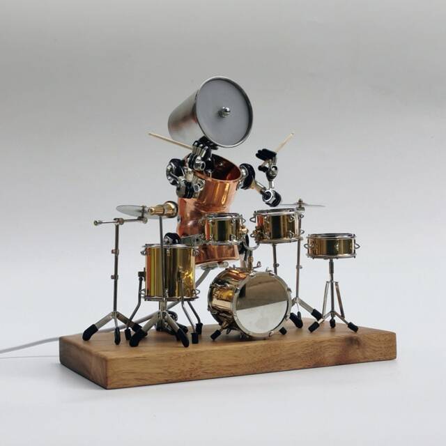 Drummer Lamp-Playing Drums Lamp-steampunk Robot Lamp-Personalized Gifts For Musicians Drummers Men Boy Girls - image 1