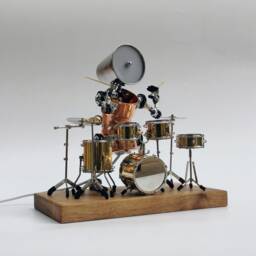 Drummer Lamp-Playing Drums Lamp-steampunk Robot Lamp-Personalized Gifts For Musicians Drummers Men Boy Girls - thumbnail 1