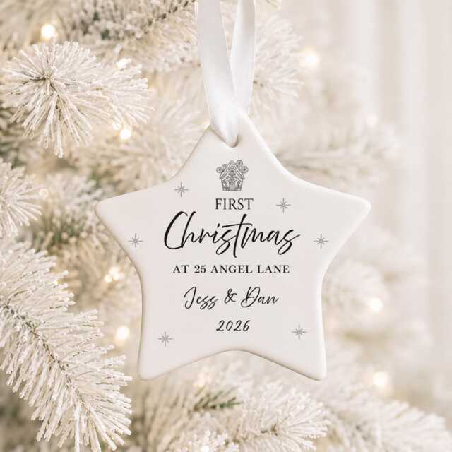 Personalised First Christmas in Our New Home Bauble, Ornament With Address, Housewarming Gift, Couple Keepsake 2026 - image 1