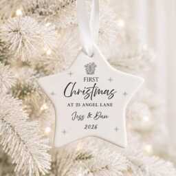 Personalised First Christmas in Our New Home Bauble, Ornament With Address, Housewarming Gift, Couple Keepsake 2026 - thumbnail 2