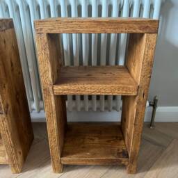 Rustic Wooden Reclaimed Timber Bedside Tables Solid Wood Square Side Table Scaffold Board - thumbnail 2