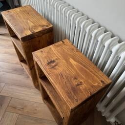 Rustic Wooden Reclaimed Timber Bedside Tables Solid Wood Square Side Table Scaffold Board - thumbnail 3
