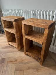 Rustic Wooden Reclaimed Timber Bedside Tables Solid Wood Square Side Table Scaffold Board