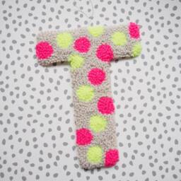 Neon Custom Letter Polka Dot Wall Hanging - thumbnail 3