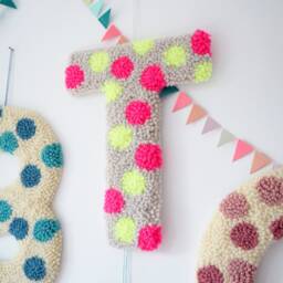 Neon Custom Letter Polka Dot Wall Hanging - thumbnail 1