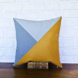 Gray & Yellow Triangle Pillow Cover Mid-Century Modern Decor - 16x16'' - thumbnail 2