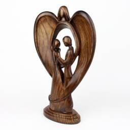 5Th Anniversary Gift, Wooden Angel Statue, Couple Guardian Angel, Family Sign, Gift For Her - thumbnail 2