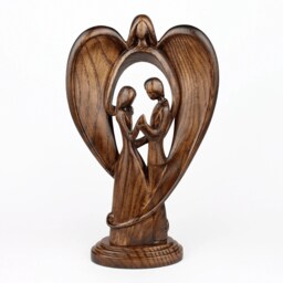 5Th Anniversary Gift, Wooden Angel Statue, Couple Guardian Angel, Family Sign, Gift For Her - thumbnail 3