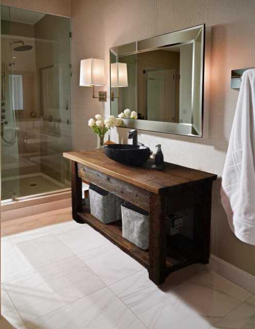 Handcrafted Bathroom Rustic Vanity With Reclaimed Wood - Solid Farmhouse Decor For Your Countertop, Gift Her/Woman - image 1