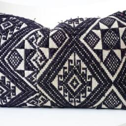 Black Vintage Embroidered Textile Ethnic Pillow Cover - Stain - thumbnail 2