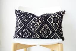 Black Vintage Embroidered Textile Ethnic Pillow Cover - Stain - thumbnail 1