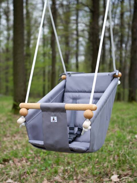 Baby Swing, Schaukel, Indoor Outdoor, Kinderschaukel, Balan??oire, Fabric 2 in 1 Babygift, Babyshower Gift, Handmade Toy Dark Grey - image 1