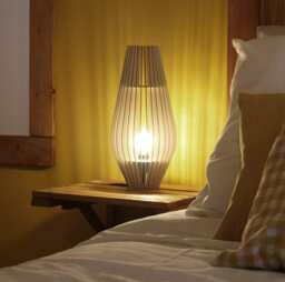 "Scandinavian Wood & Cardboard Table Lamp With Minimalist, Eco-Friendly, Cocoon Design, Recycled Materials, Kido ""Castanea"