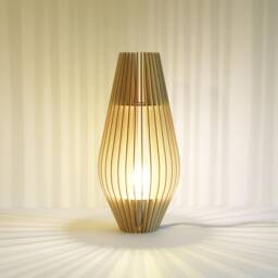 "Scandinavian Wood & Cardboard Table Lamp With Minimalist, Eco-Friendly, Cocoon Design, Recycled Materials, Kido ""Castanea" - thumbnail 2